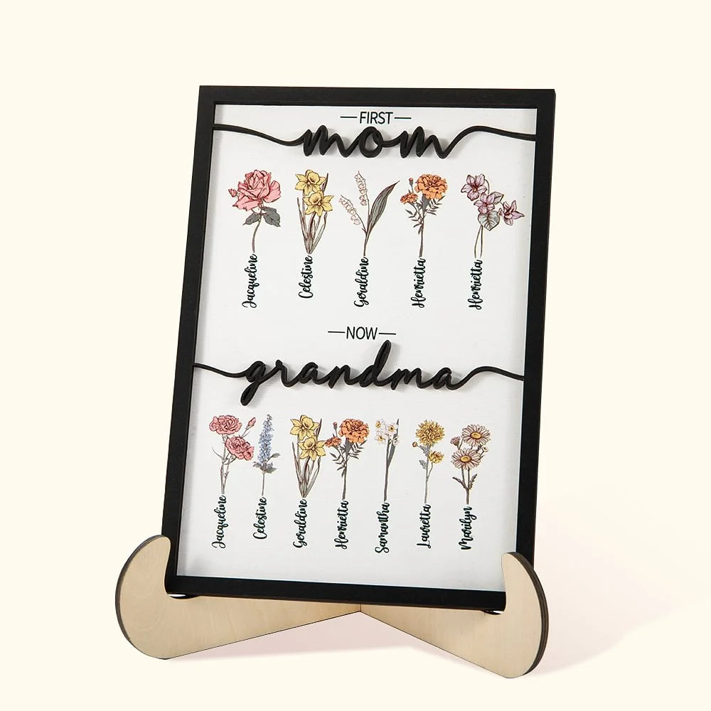 POC Personalised Birth flower Wooden Plaque