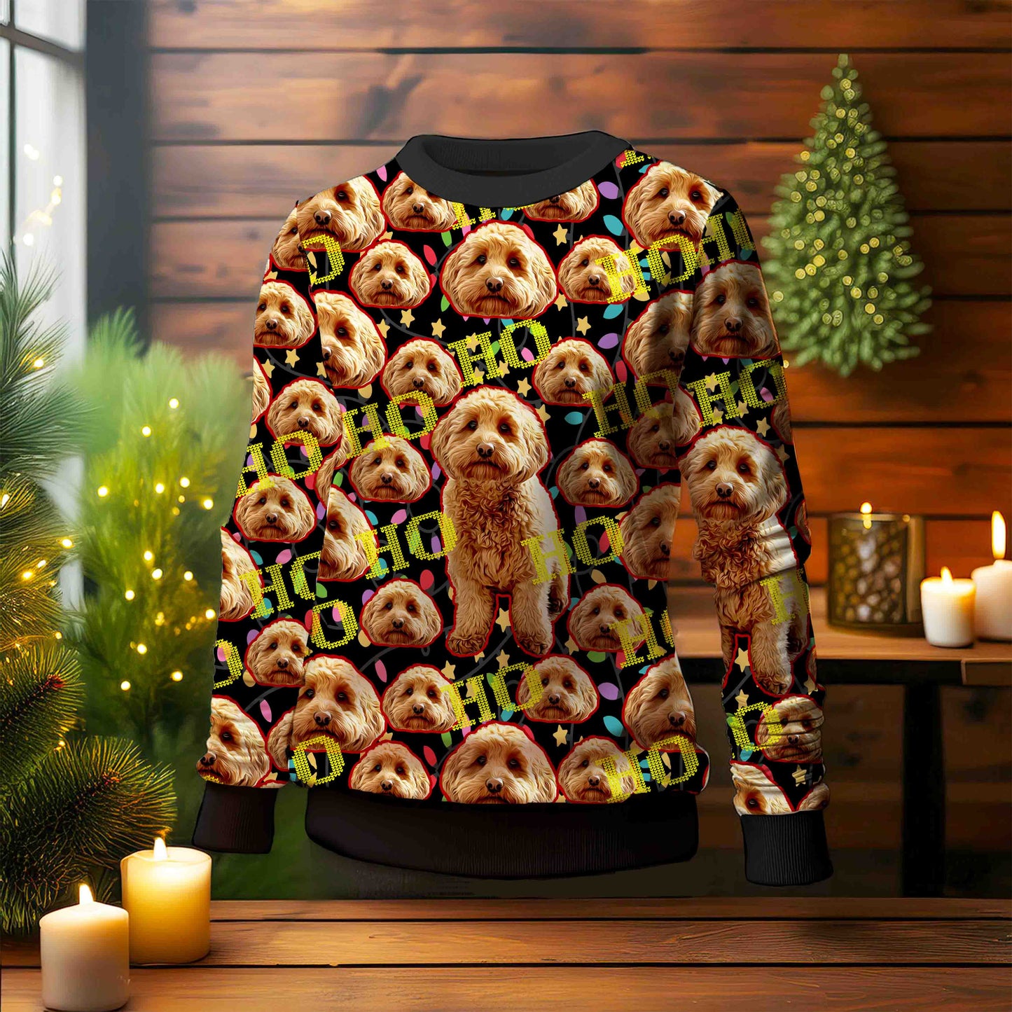 Benutzerdefinierter hässlicher Pullover - Woof & Ho Ho Ho