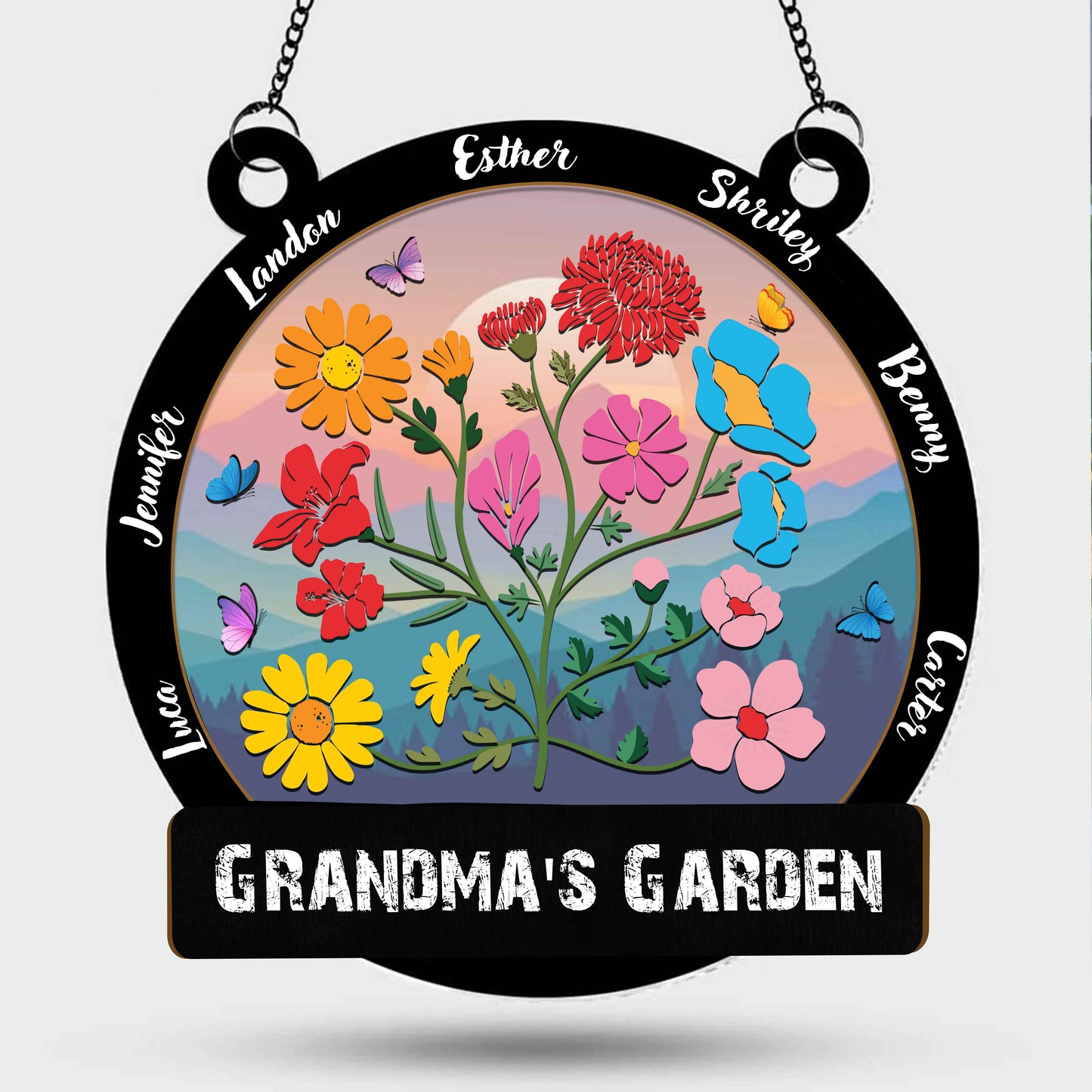 Family Garden Window Hanging Suncatcher Ornament