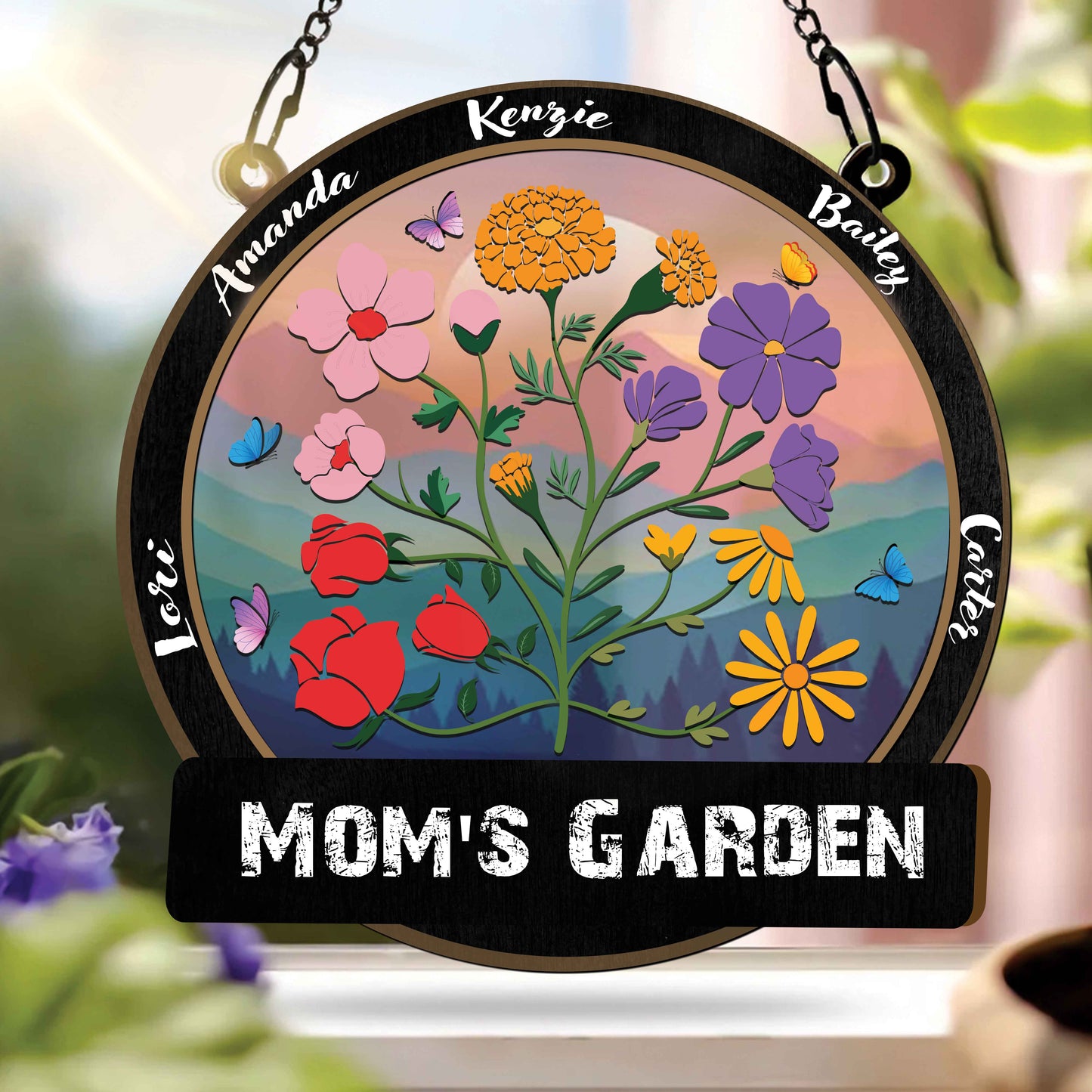 Family Garden Window Hanging Suncatcher Ornament