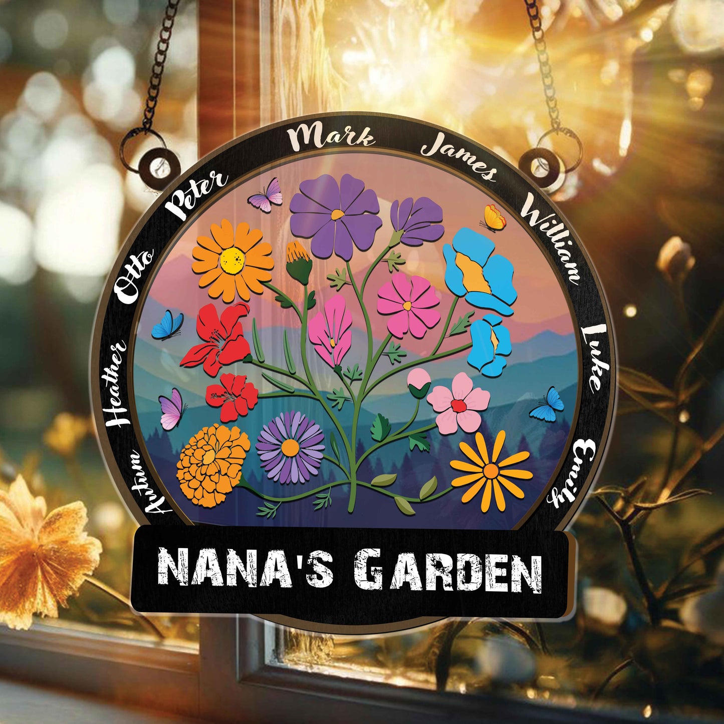 Family Garden Window Hanging Suncatcher Ornament