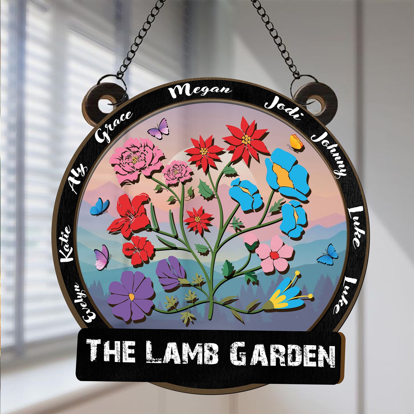 Family Garden Window Hanging Suncatcher Ornament