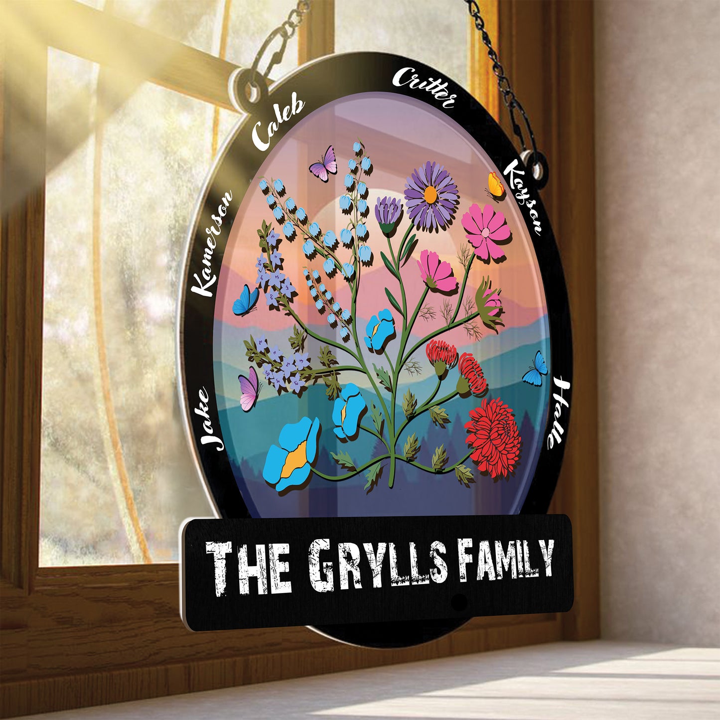 Family Garden Window Hanging Suncatcher Ornament