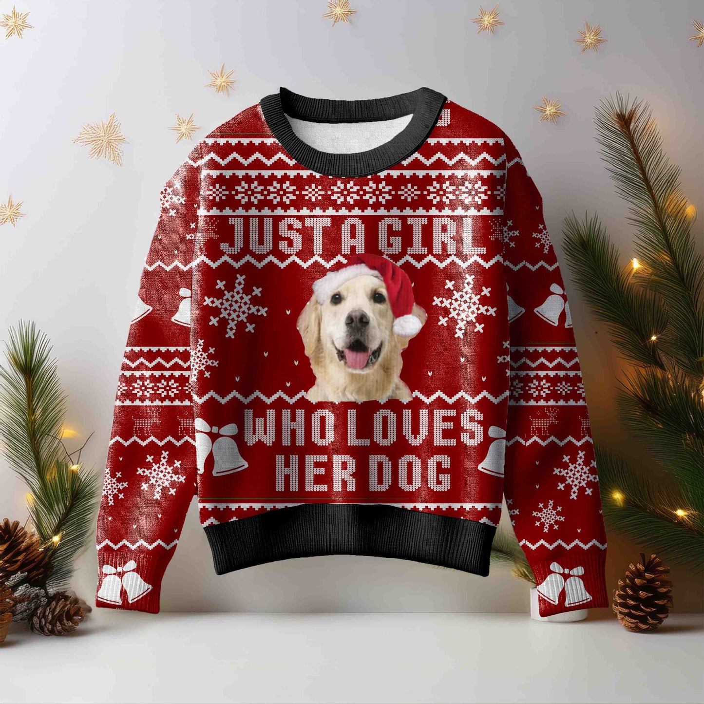 Hässlicher Pullover nach Maß - Mädchen, das ihren Hund liebt