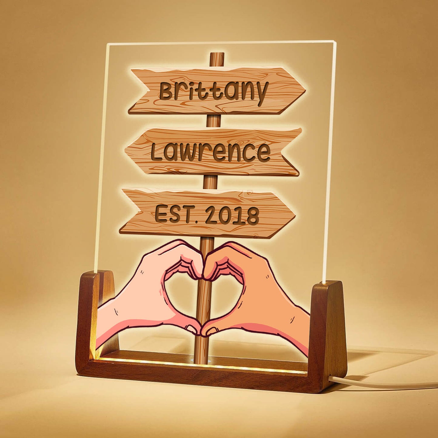 Personalize Couple Arrow LED Acrylic Plaque