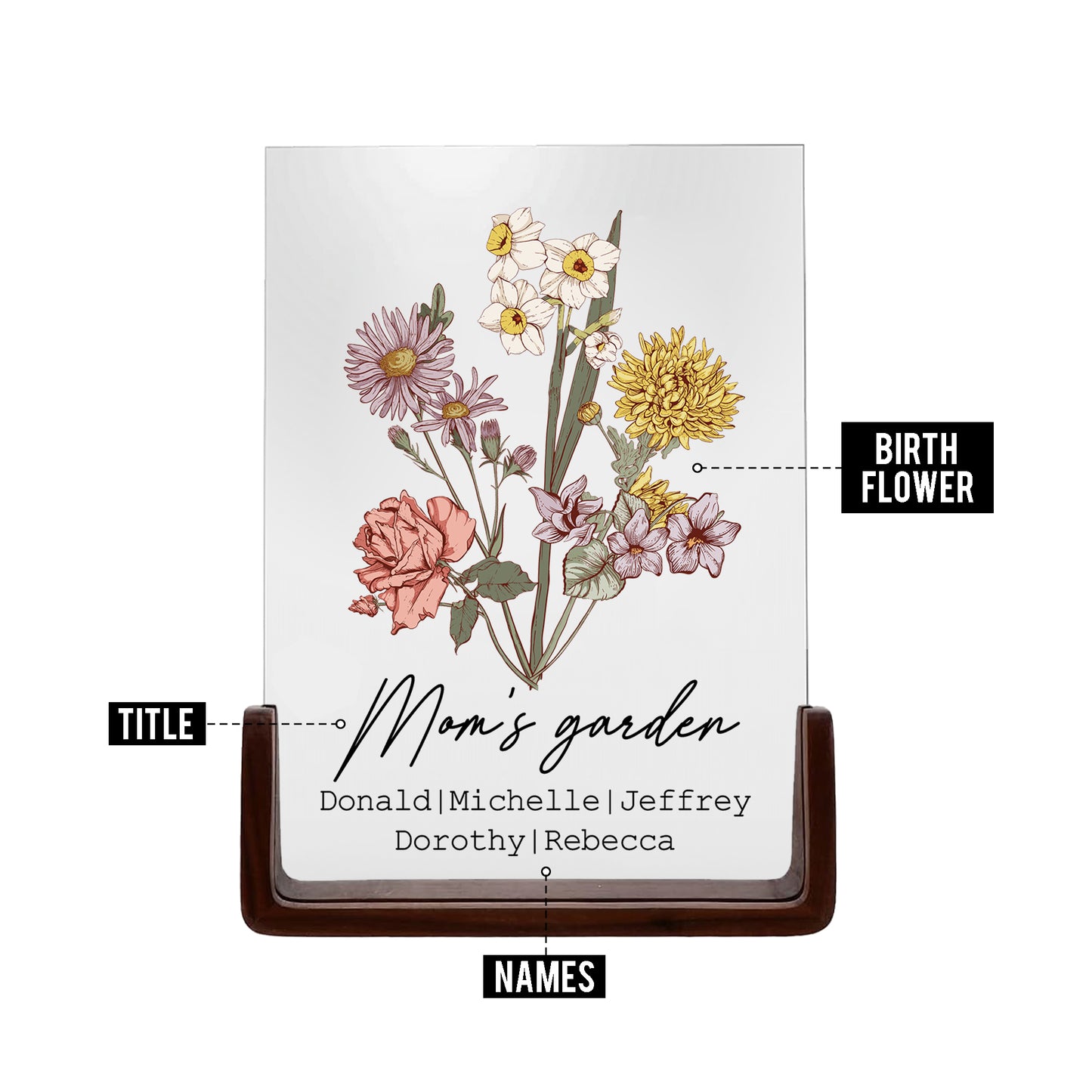 POC Personalisierte Acryl-Plakette mit Geburtsblume