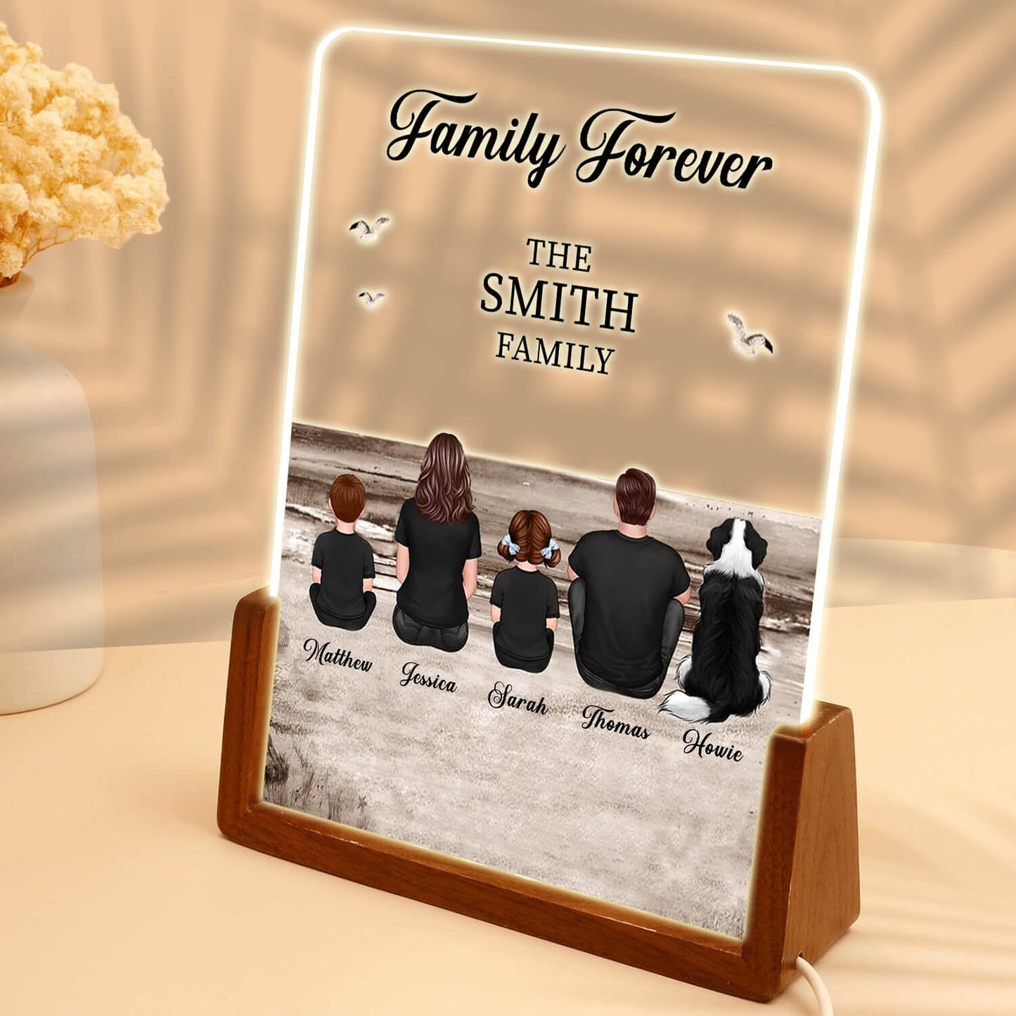 Personalisieren Sie die LED-Licht-Acrylplakette mit Familiendesign