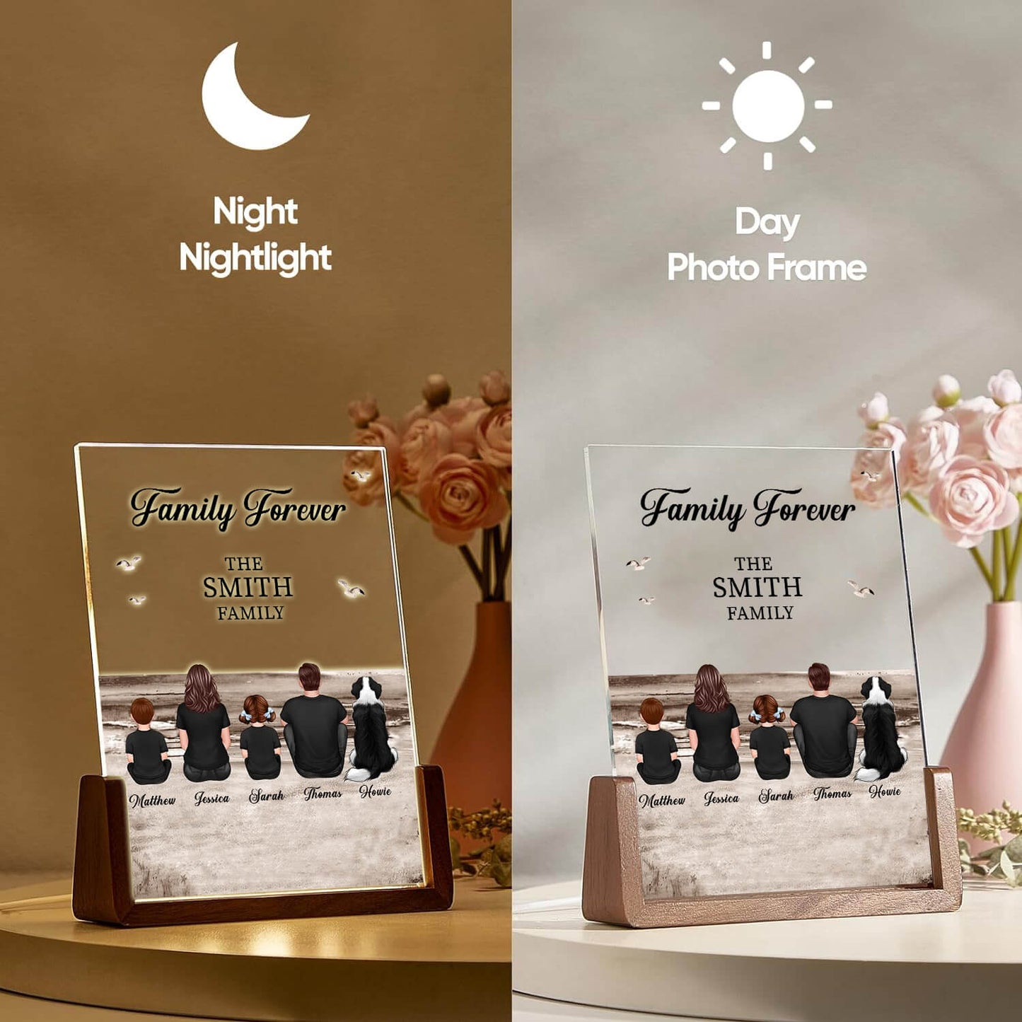 Personalisieren Sie die LED-Licht-Acrylplakette mit Familiendesign