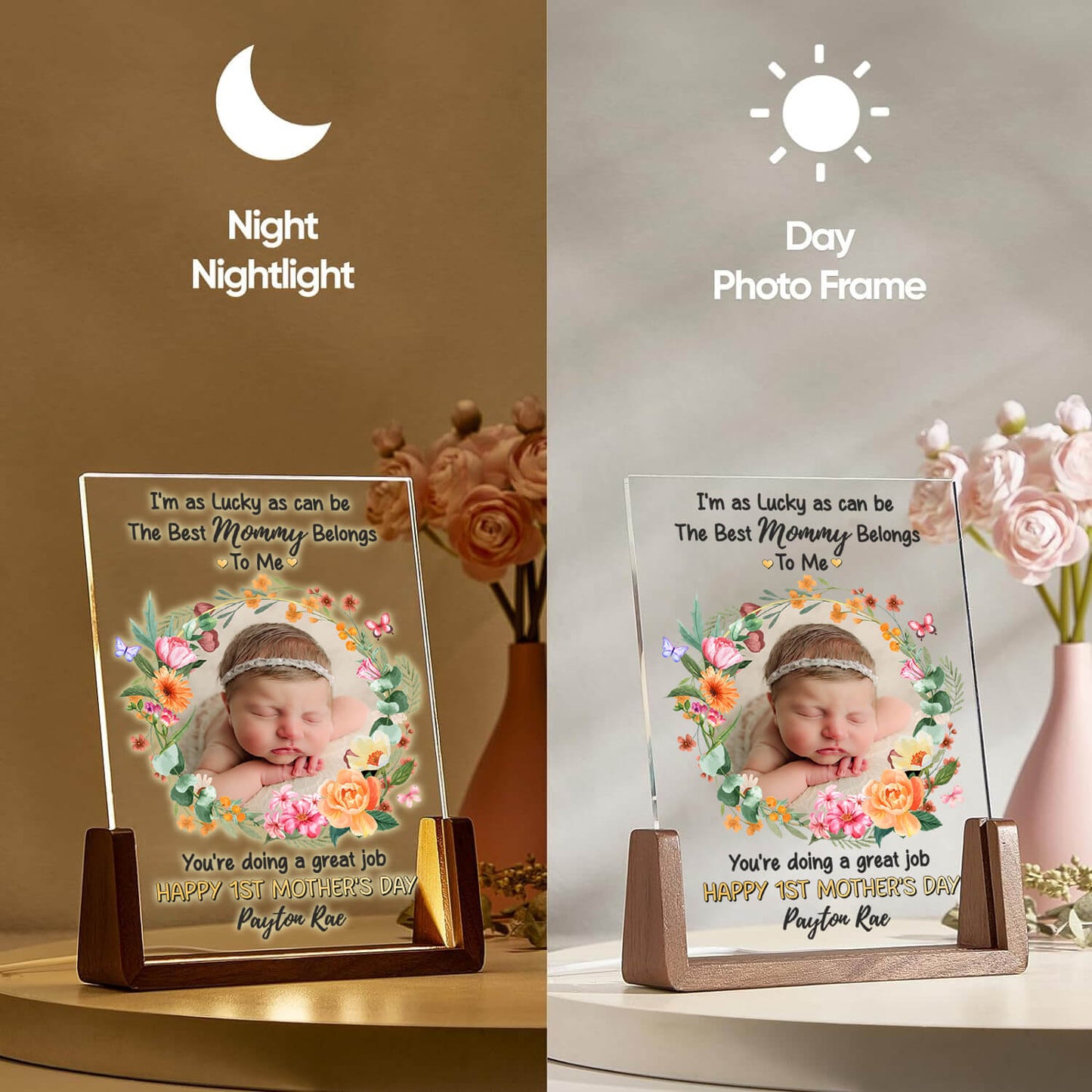 Personalisieren Sie 1st Time Mom LED Acryl-Plakette
