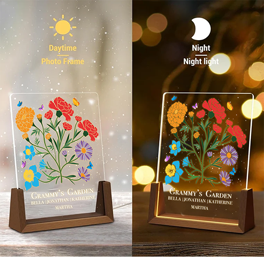 Illustrtated Birth flower Acrylic Plaque