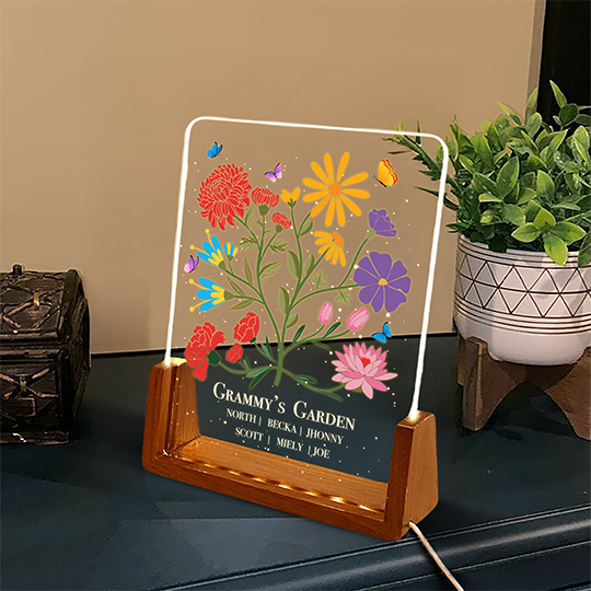 Illustrtated Birth flower Acrylic Plaque