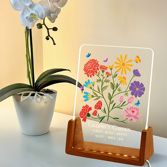 Illustrtated Birth flower Acrylic Plaque
