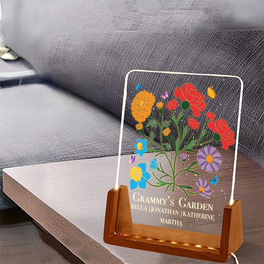 Illustrtated Birth flower Acrylic Plaque