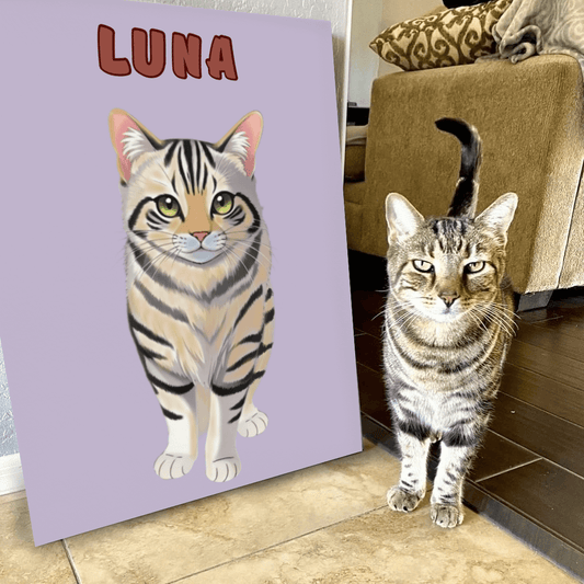 POC Hand Drawn Pet Portrait — example showing different background color options for pet portrait