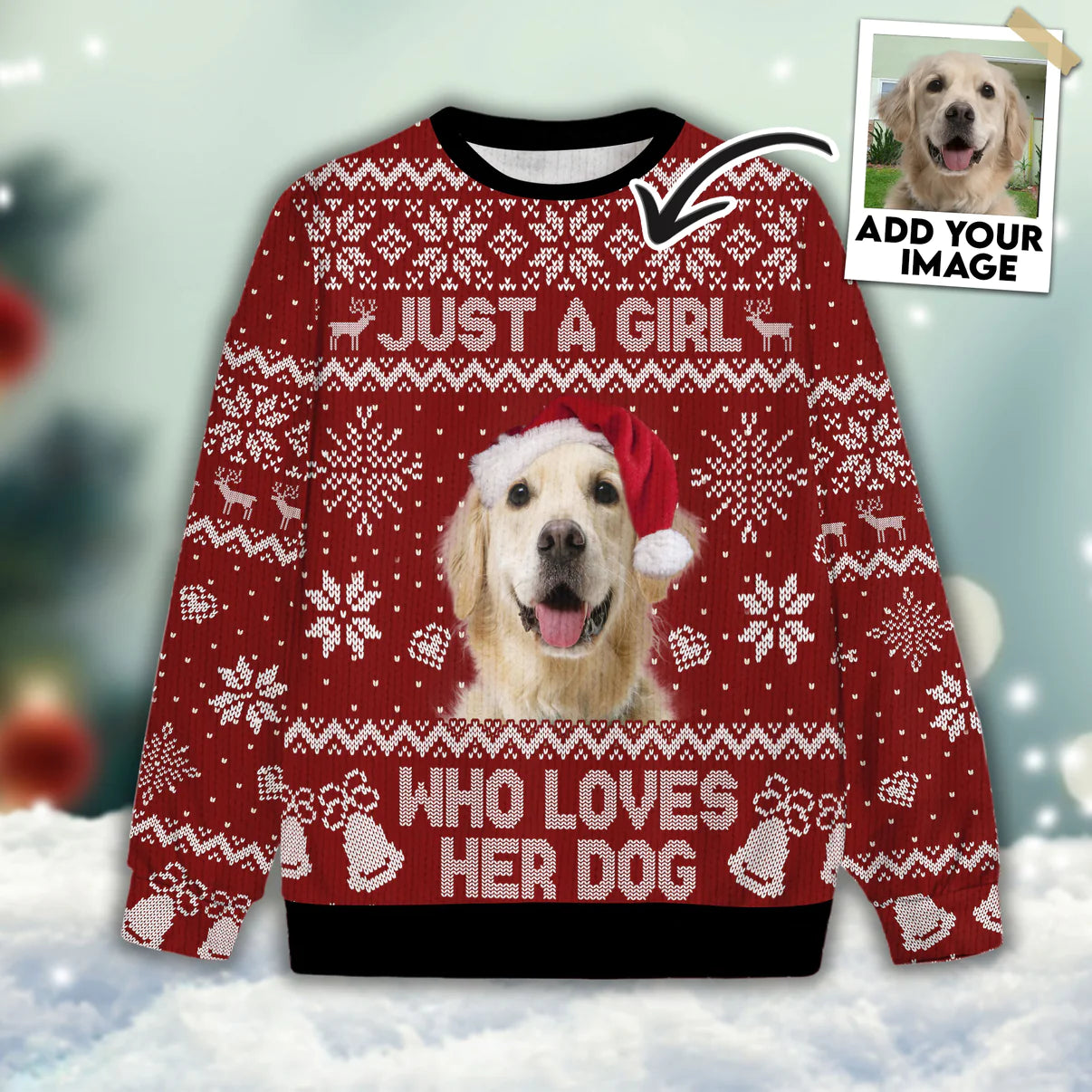 Hässlicher Pullover nach Maß - Mädchen, das ihren Hund liebt