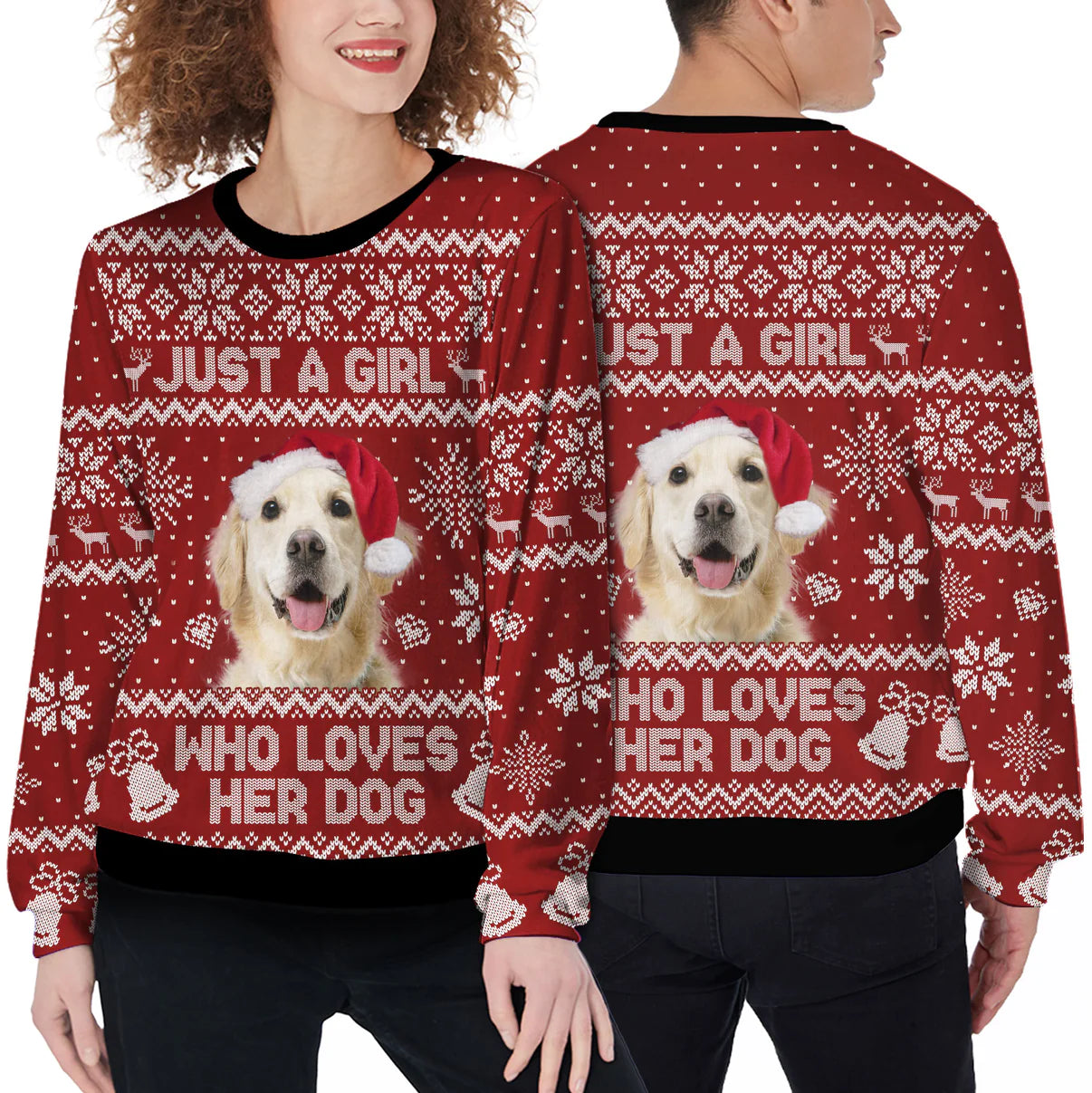Hässlicher Pullover nach Maß - Mädchen, das ihren Hund liebt