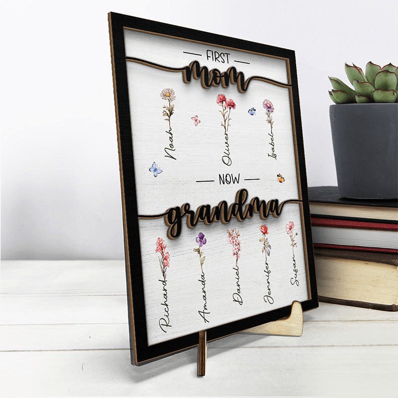 POC Personalised Birth flower Wooden Plaque