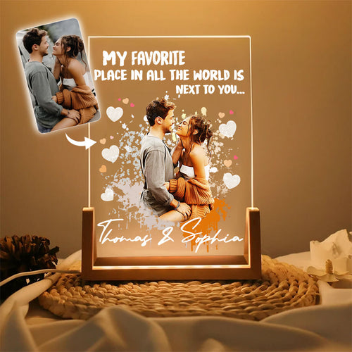 My Favorite Place In All The World Is Next To You- Acrylic Plaque #1 Gift For Couples