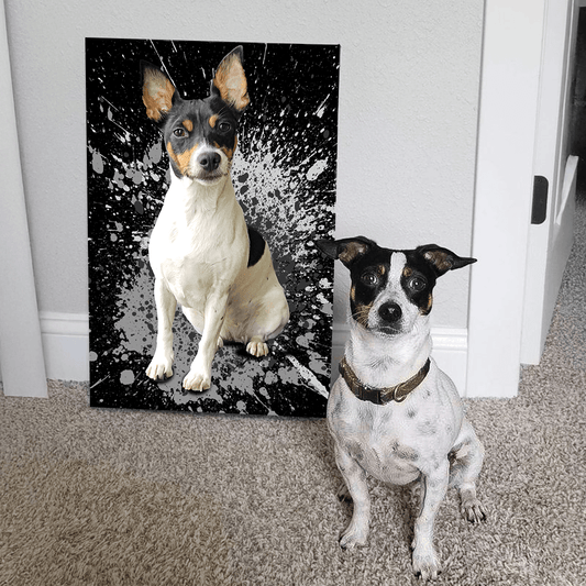 Personalized Pet Art - Splash Style — example showing different background color options for pet portrait
