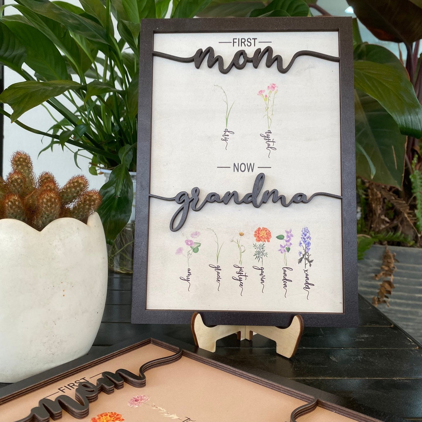 POC Personalised Birth flower Wooden Plaque