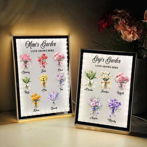 Birth Flower Bouquet Night Light Mirror - #1 Gift for Mom