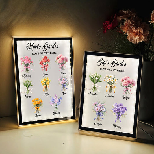 Birth Flower Bouquet Night Light Mirror - #1 Gift for Mom