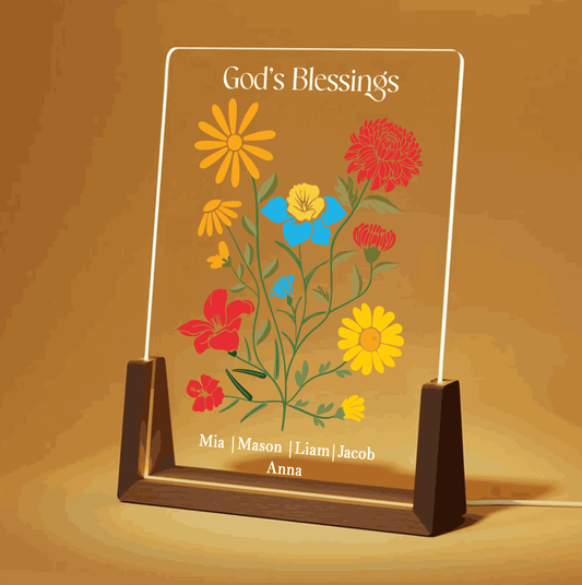 Illustrtated Birth flower Acrylic Plaque