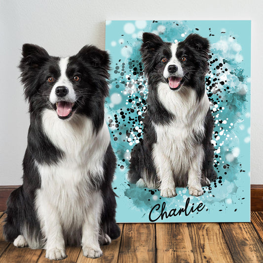 Personalized Pet Art - Canvas — example showing different background color options for pet portrait