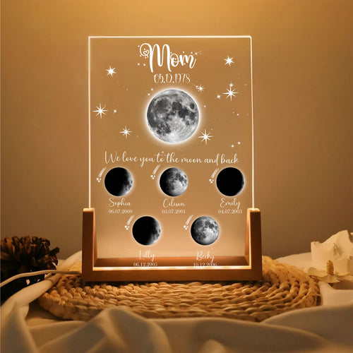 Personalized Moon Phase Mom's Family Acrylic plaque