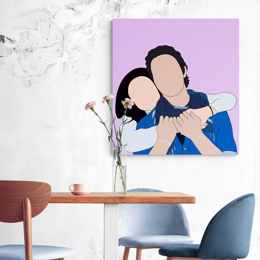 Minimalist Illustrated Art - Custom Portrait - Pet on Canvas