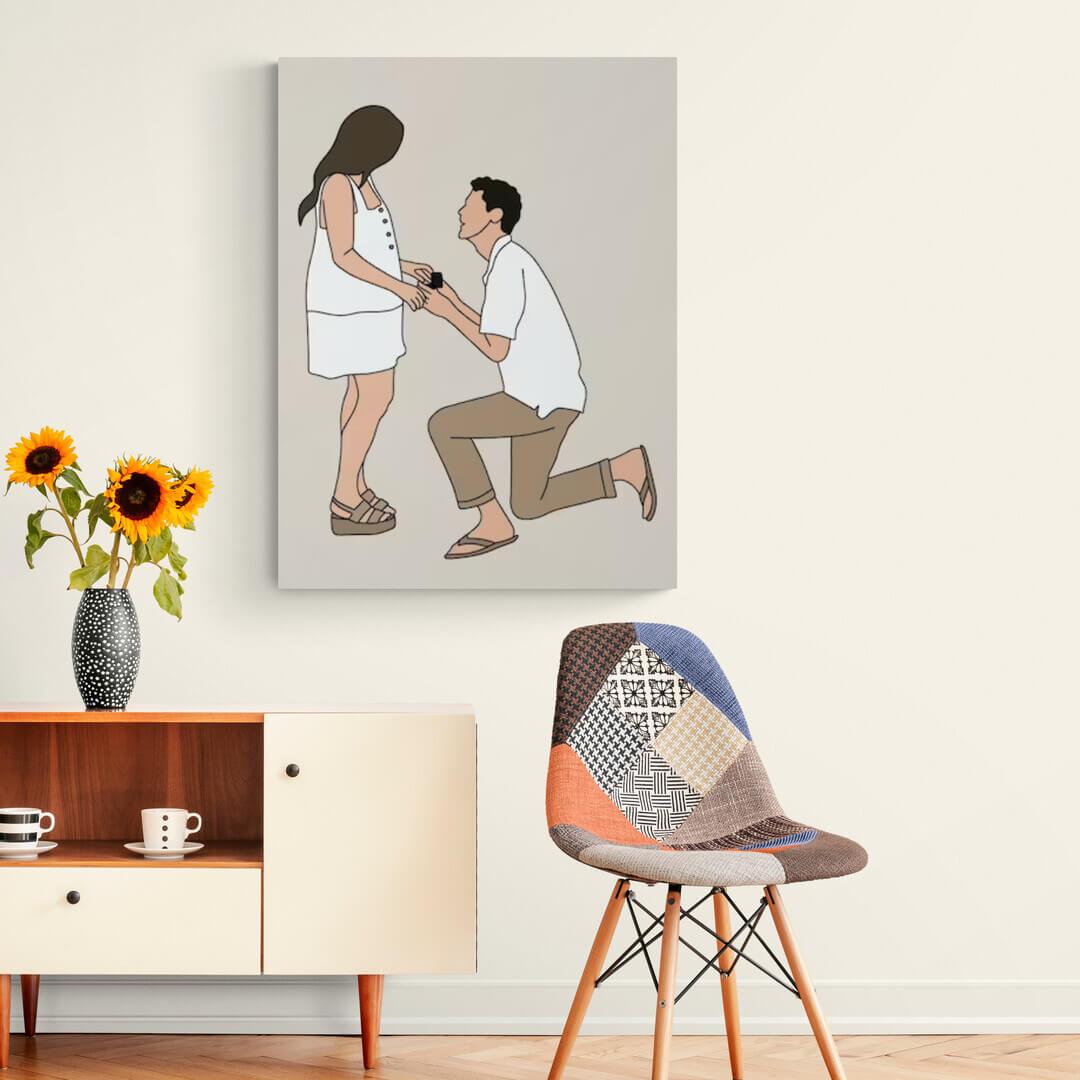 Minimalist Illustrated Art - Custom Portrait - Pet on Canvas