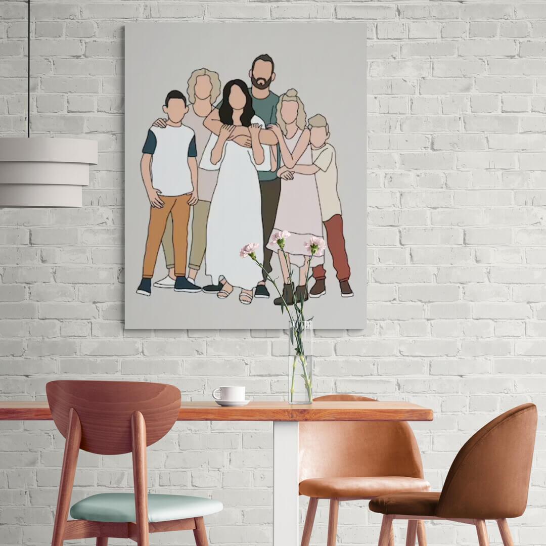 Minimalist Illustrated Art - Custom Portrait - Pet on Canvas