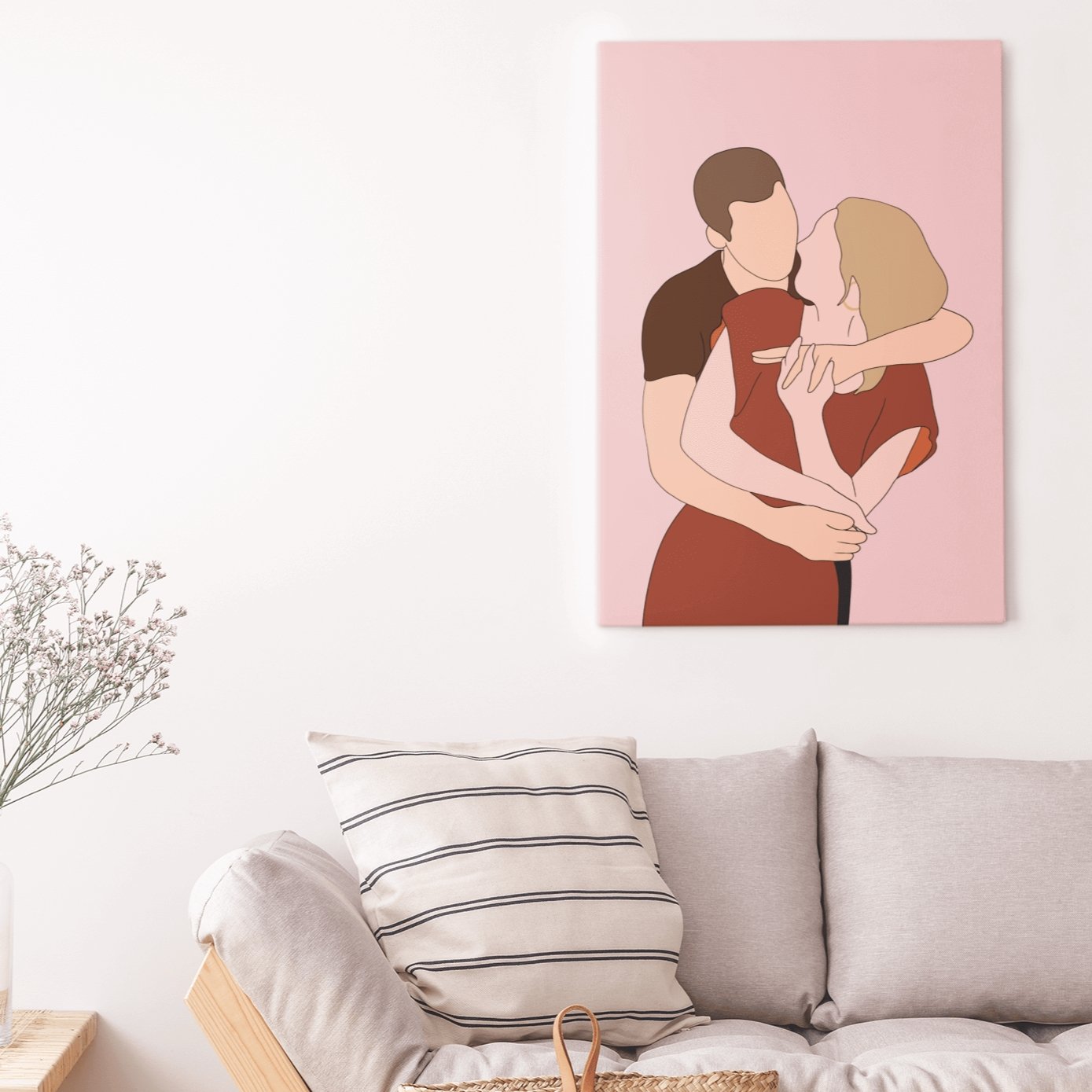 Minimalist Illustrated Art - Custom Portrait - Pet on Canvas
