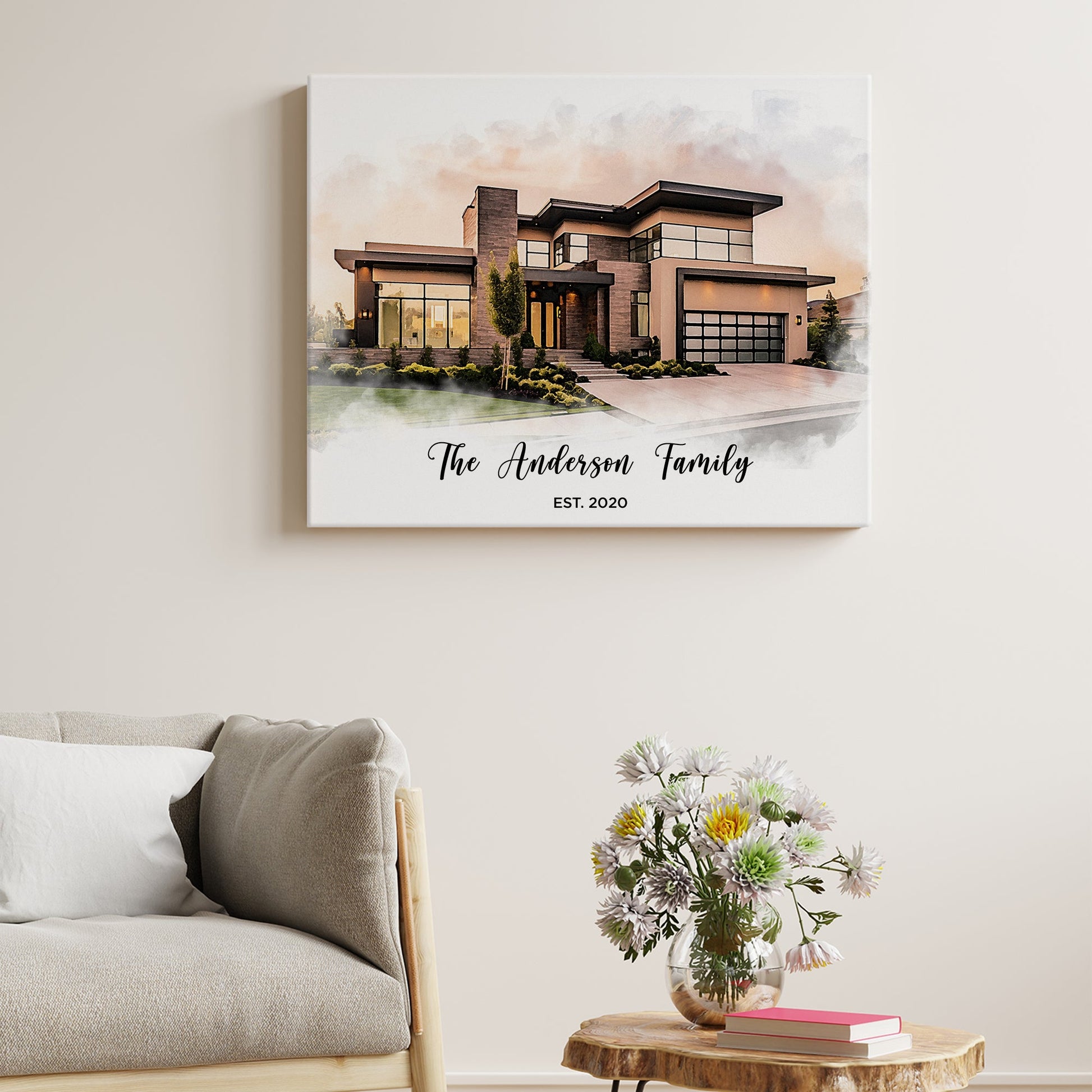 POC Personalized Watercolor House Art - Pet on Canvas