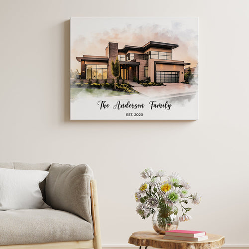 POC Personalized Watercolor House Art - Pet on Canvas