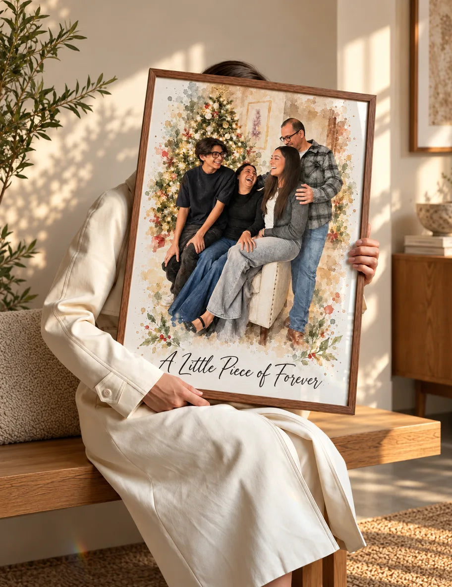 Personalized family portrait in a frame, capturing precious family memories