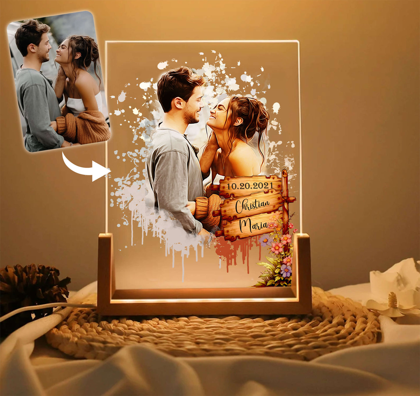 POC Couple Personalized Sign Board Acrylic Plaque