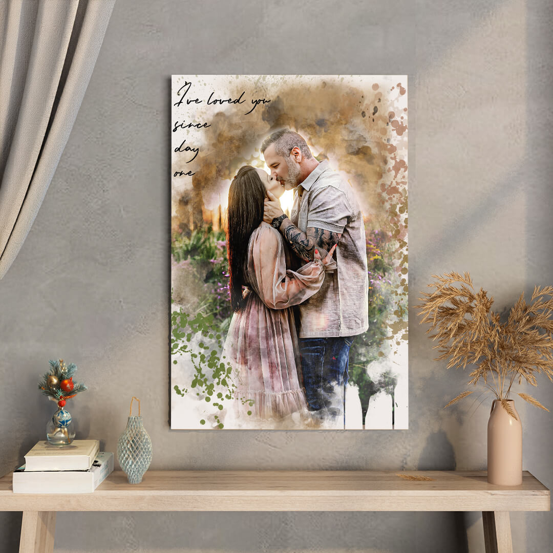 Personalized Couple Portrait - A Thoughtful, Meaningful Gift for Your Partner — couple portrait showing personalization style and name details