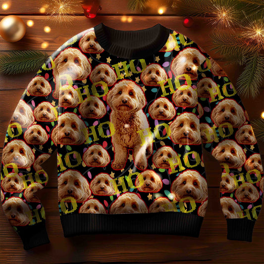 Benutzerdefinierter hässlicher Pullover - Woof &amp; Ho Ho Ho