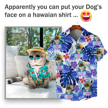 Custom Hawaiian Shirt for Pet Lovers | Personalized Pet Lovers Gift | Tropical Leaves & Flowers Pattern White Color Aloha Shirt