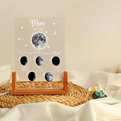 Personalized Moon Phase Mom's Family Acrylic plaque