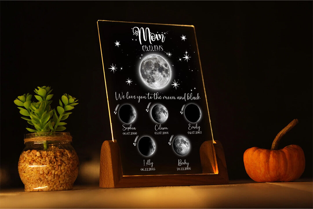 Personalized Moon Phase Mom's Family Acrylic plaque