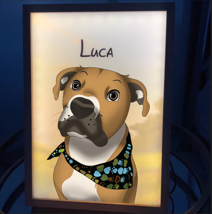 Glowing Keepsake Custom LED PhotoFrame — canvas wall display in modern living room setting