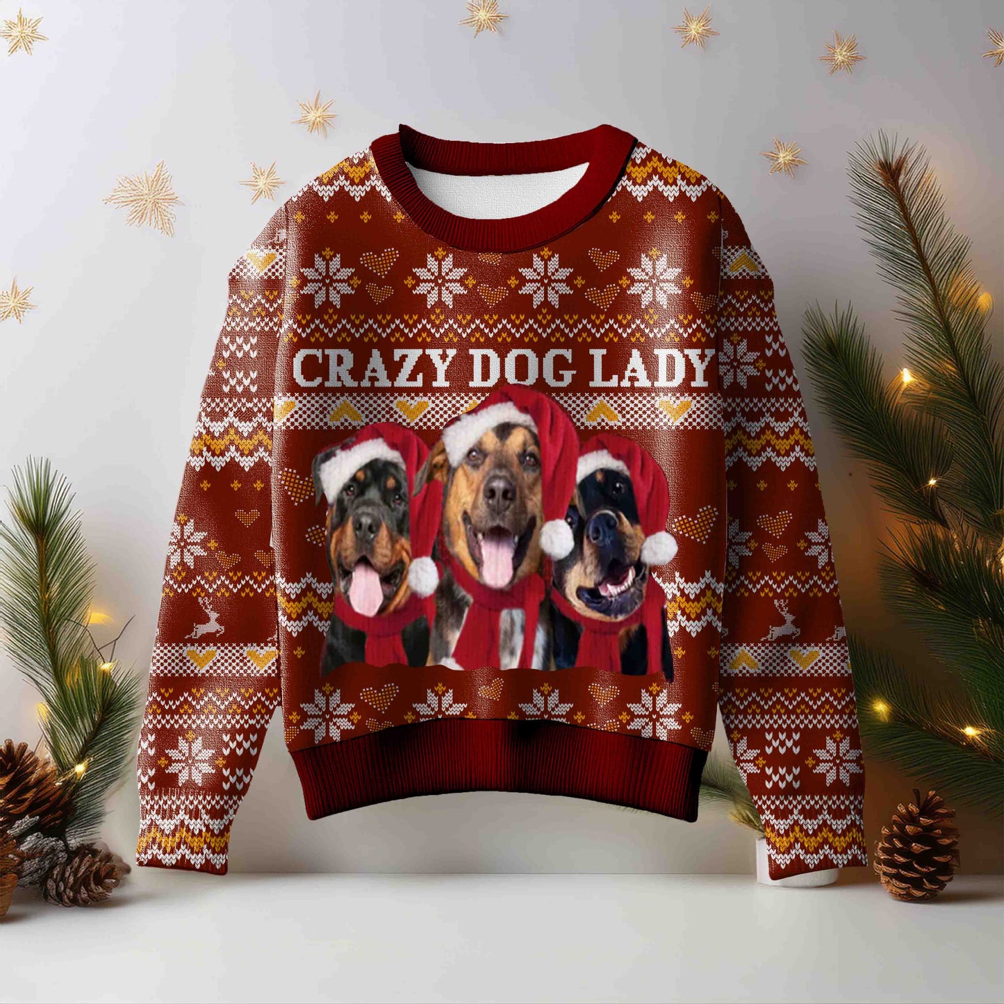 Custom Ugly Sweater - Crazy Dog Lady