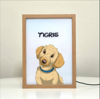 Glowing Keepsake Custom LED PhotoFrame — size comparison chart showing 8x10, 12x18, and 16x20 inch options