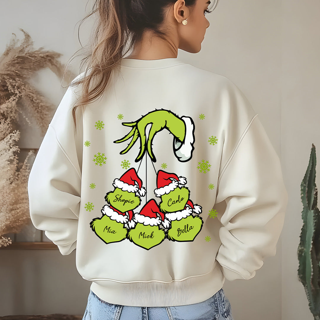 Mom and Grandma Christmas Sweatshirt With Kids Name On Back