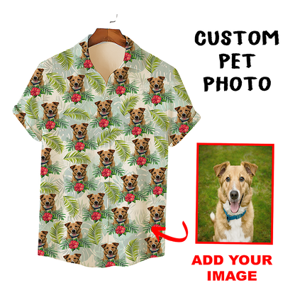 Custom Hawaiian Shirt for Pet Lovers | Personalized Pet Lovers Gift | Tropical Leaves & Flowers Pattern Light Color Aloha Shirt