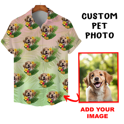 Custom Hawaiian Shirt for Pet Lovers | Personalized Pet Lovers Gift | Pineapples & Hibiscus Pattern Pastel Color Aloha Shirt