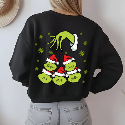 Mom and Grandma Christmas Sweatshirt With Kids Name On Back