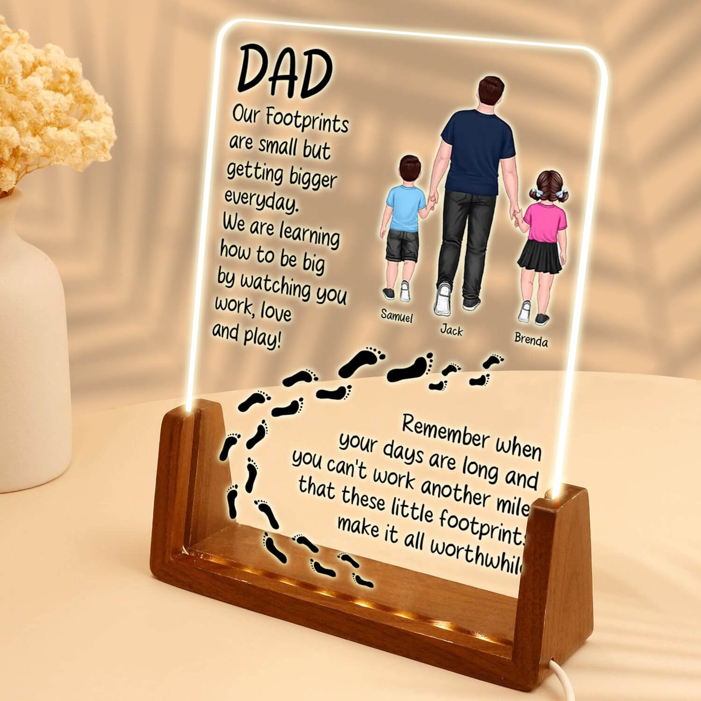 Personalize Daddy Message LED Light Acrylic Plaque